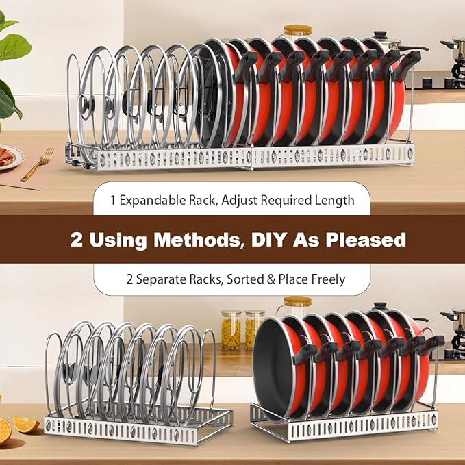 Housolution 2 Pack Pot and Pan Organizer, Pan Lid Holder Storage Rack - Image 4