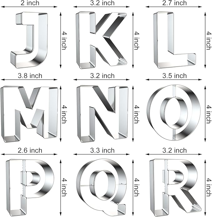 4 Inch Alphabet Letter Cookie Cutter Set - Image 3