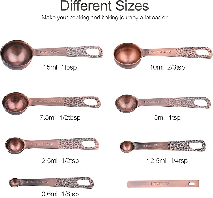 Measuring Cups and Spoons Set 14, Copper Measuring Cups and Spoons Set - Image 5