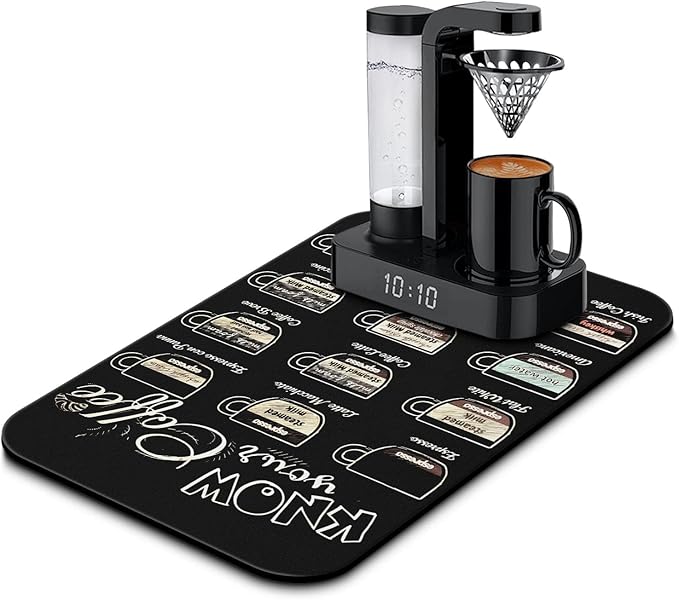 Fun Coffee Mat 19inx12in, Coffee Bar Mat by Kuyig+Home