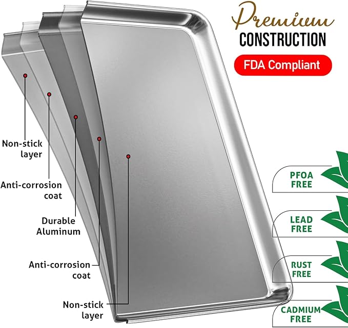 Eatex Aluminum Baking Sheet Set, Nonstick Cookie Sheets - Image 3
