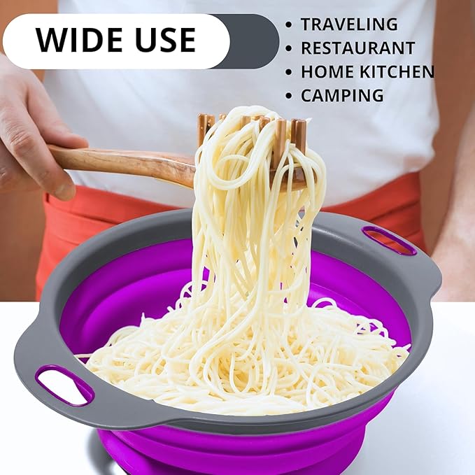 Purple Foldable Food Strainer for Kitchen - Image 8