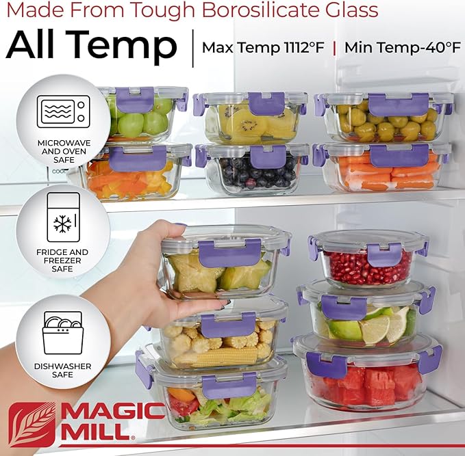 Magic Mill Premium Borosilicate Glass Food Storage Containers - Image 2