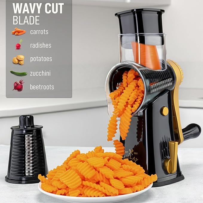 Zulay Kitchen Rotary Cheese Grater 5 Blade Cheese Shredder - Image 4