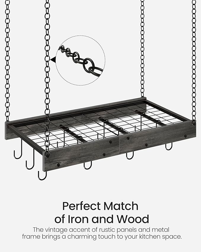 CHOEZON Hanging Pot Rack, Ceiling Mounted Pot Hanger, Vintage Pot Rack - Image 6