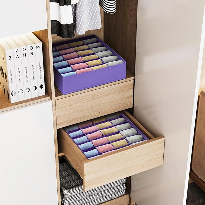 Joyoldelf Sock Drawer Organizer Divider 2 Packs Underwear Organizer, 24 Cell - Image 3