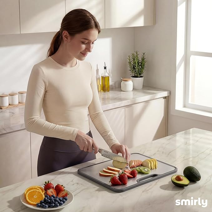 SMIRLY Titanium Cutting Board for Kitchen, Double Sided Chopping Board Set - Image 8