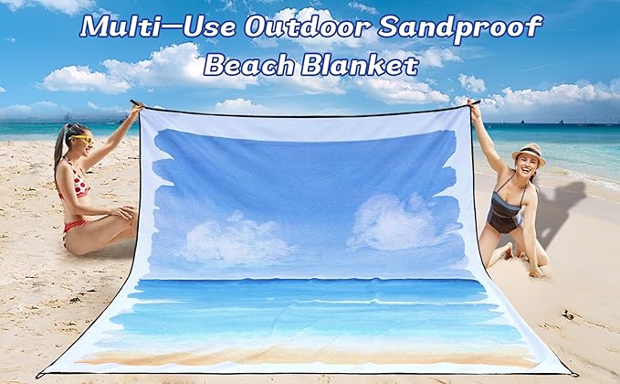 WIWIGO Beach Blanket Waterproof Sandproof Beach Mat 79" X 83"/10'x9'for 2-8 - Image 6