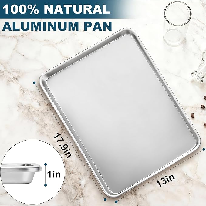 6 Pack Half Size Baking Sheet Pan Set, Aluminum Commercial Quality Cookie Sheet - Image 6