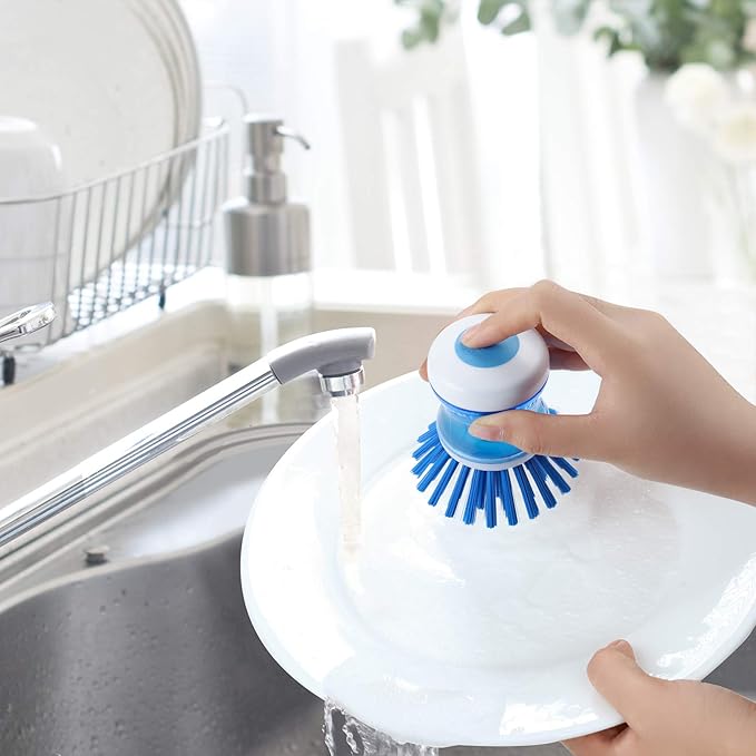 Dish Brush with Soap Dispenser for Dishes Pot Pan Kitchen Sink Scrubbing - Image 5