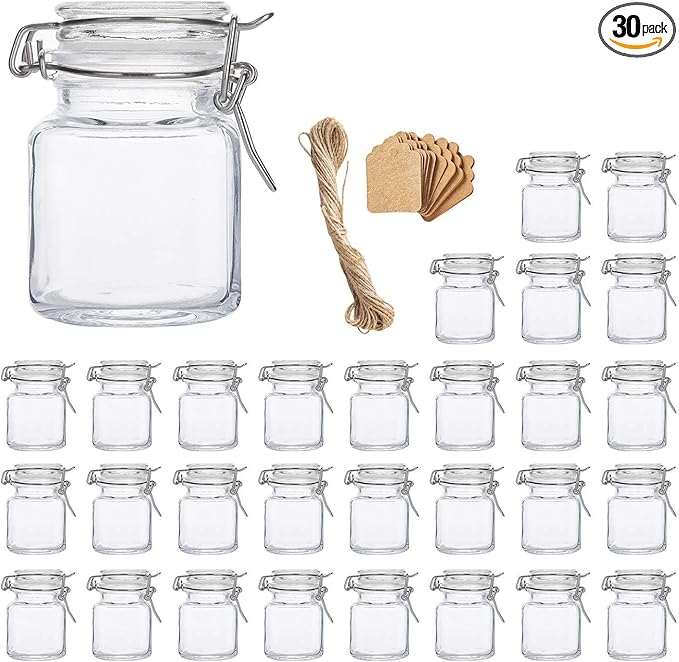 Flrolove Spice Jars 30 Pack 4oz Square Glass Jars by Flrolove