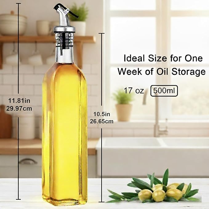 WERTIOO Olive Oil Dispenser Bottle, 2 Stainless Steel Funnel & 1 Pen and 8 Label - Image 3
