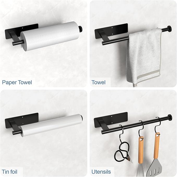 CUXIXA Paper Towel Holder Under Cabinet 2 Pack, Upgraded Self Adhesive Paper - Image 3