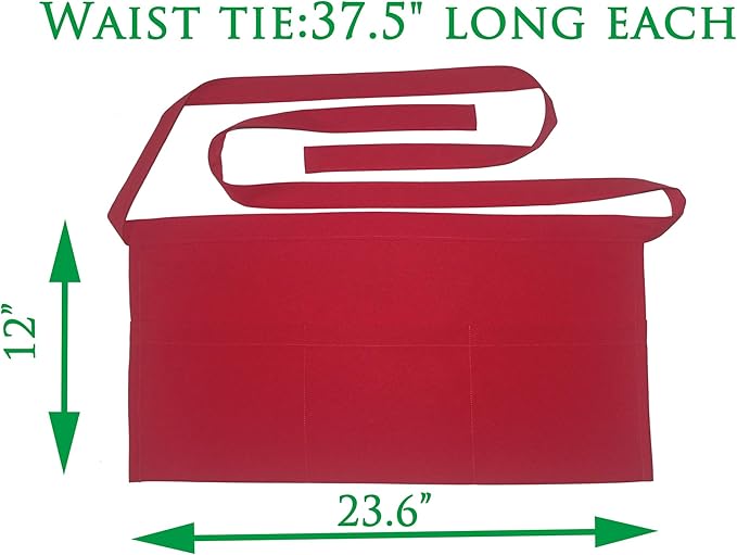 Resist water 3 big Pockets Waist Server Apron Kitchen Restaurant Unisex Half - Image 6