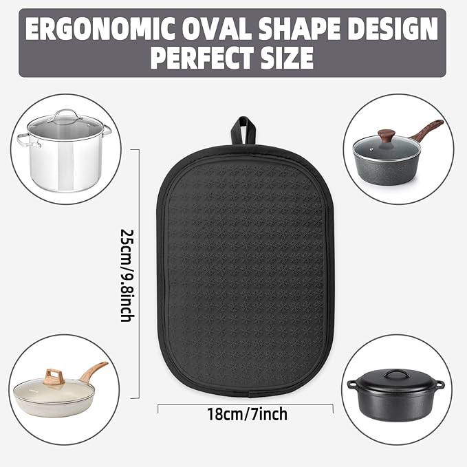 Hovico 2PCS Silicone Pot Holders, Oven Mitts Heat Resistant Hot Pads - Image 2