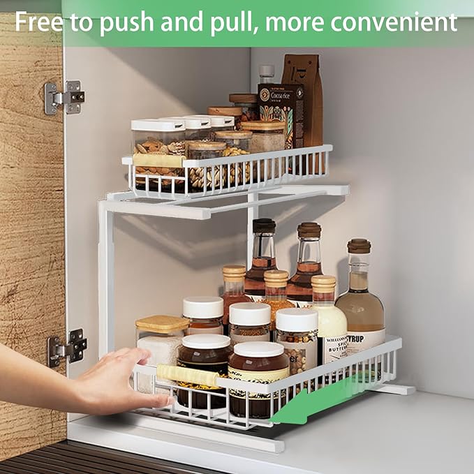 Merrylun Under Sink Organizers, 5 Adjustable Height，Metal Pull Out Under Sink - Image 3