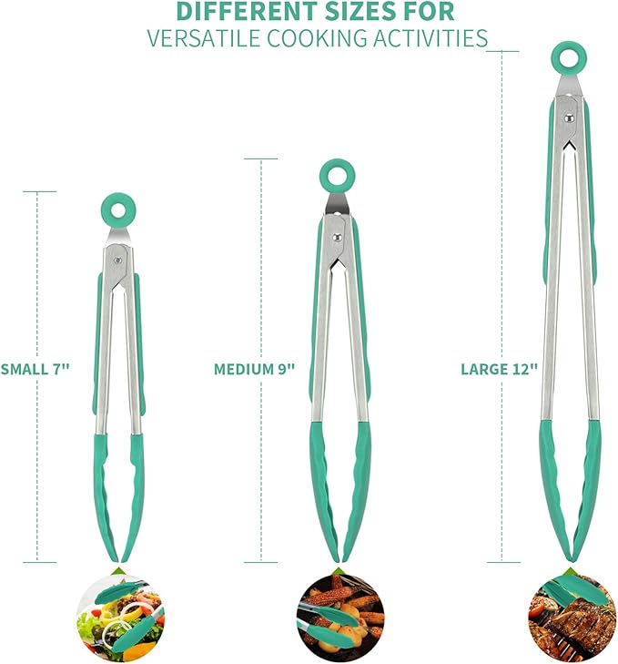 Kitchen Tongs, U-Taste 7/9/12 inches Cooking Tongs, - Image 2