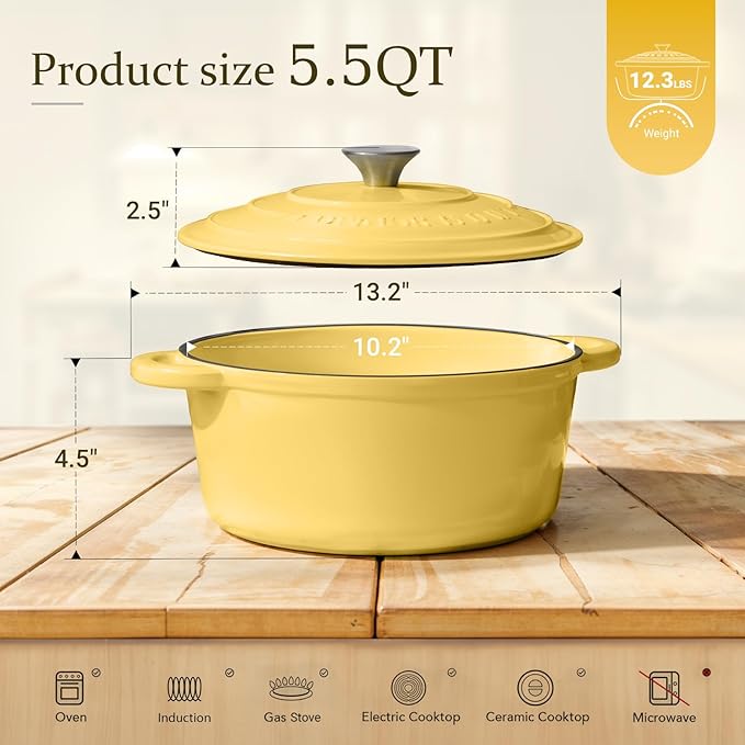 Overmont Enameled Cast Iron Dutch Oven - Image 5