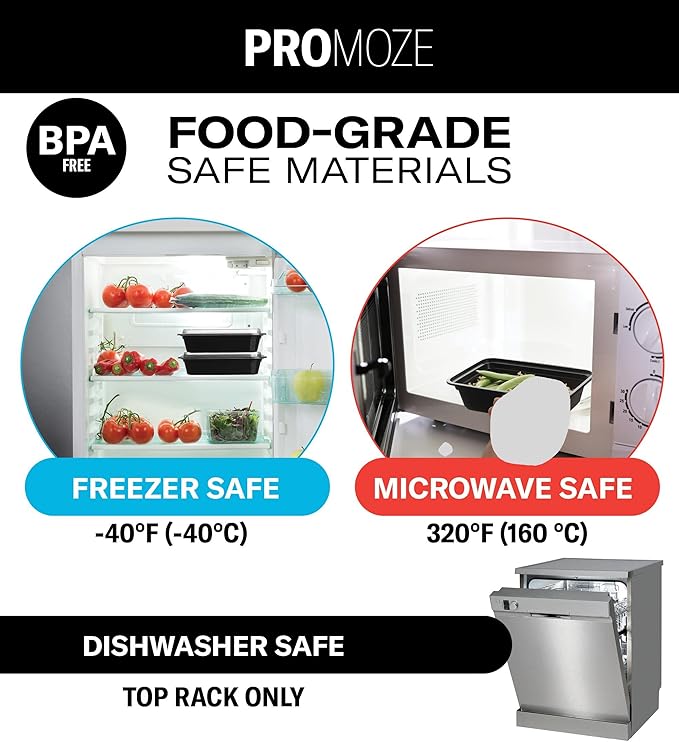 50-Pack Reusable Meal Prep Containers Microwave Safe Food Storage Containers - Image 5