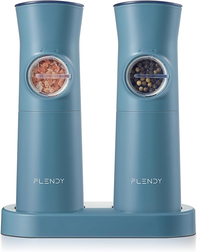 Flendy Gravity Electric Salt and Pepper Grinder Set Rechargeable, Automatic by Flendy