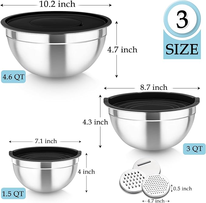 TeamFar Mixing Bowls, Stainless Steel Nesting Salad Bowls - Image 2