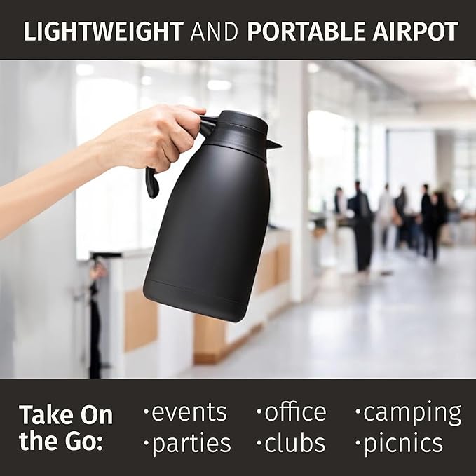 Thermal Coffee Carafe 68 oz by Cresimo – Updated 2025 Model – Insulated Black - Image 5