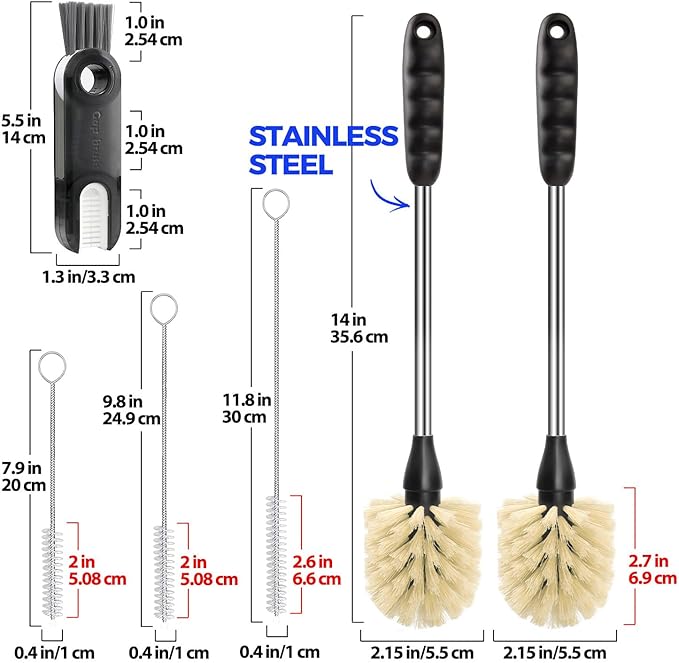 Holikme 6 Pack Bottle Brush Tube Set, 3 Straw Brushes, Portable 3-in-1 Bottle - Image 6