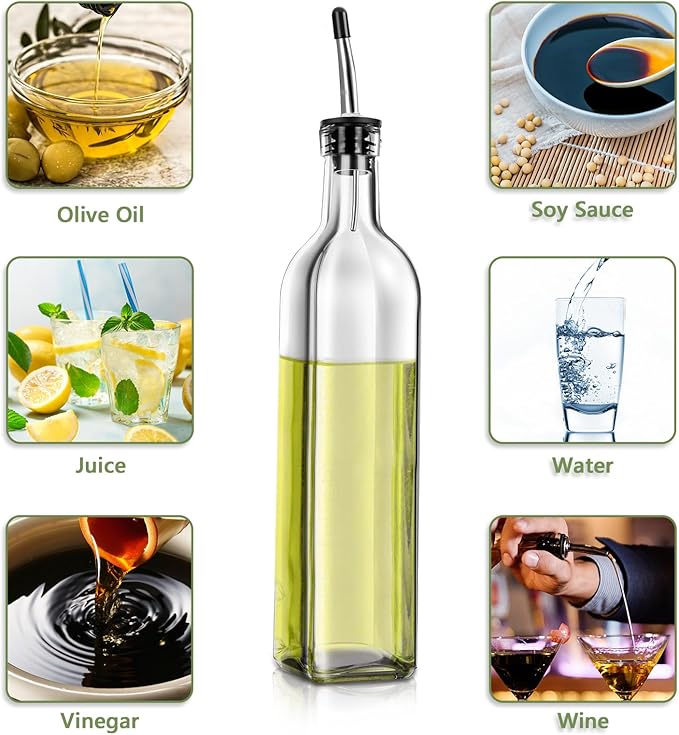 Leaflai Olive Oil Dispenser Bottle, 4 Labels, 1 Brush and 1 Funnel Oil Bottles - Image 4