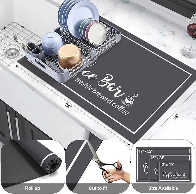 Findosom Dish Drying Mat, Cuttable Drying Mat - Image 2