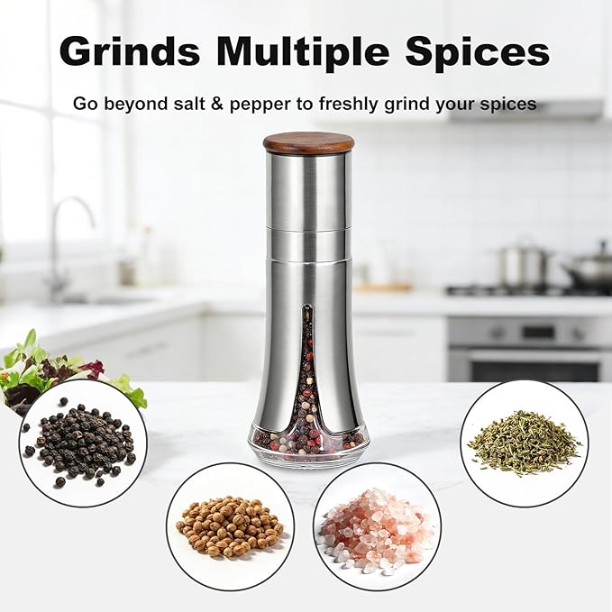 Aelga Pepper Mill - 4oz Stainless Steel Pepper Grinder Manual - Image 6