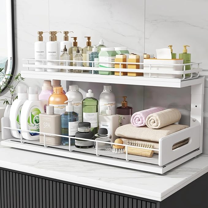 Under Sink Organizer Upgrade To Professional Rails, 2-Tier Dual Pull Out - Image 8