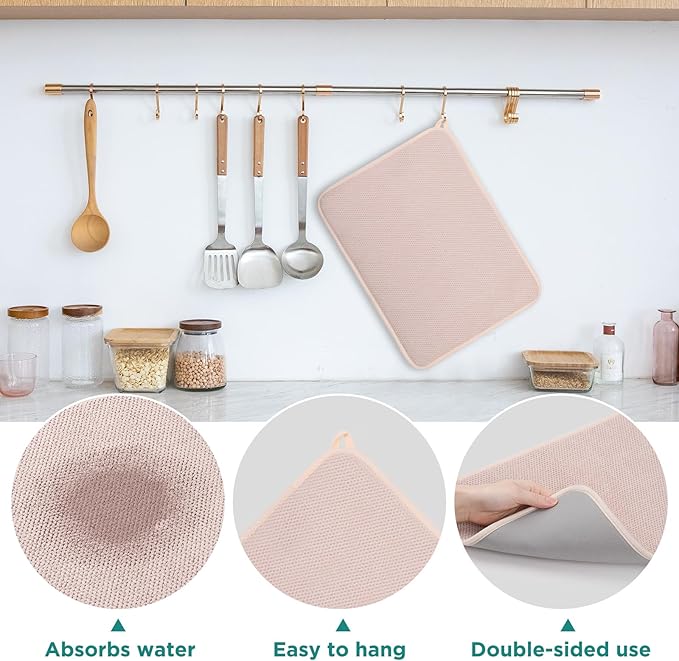 GeeRic Microfiber Dish Drying Mat Happy New Year, Super Absorbent Kitchen Dish - Image 4