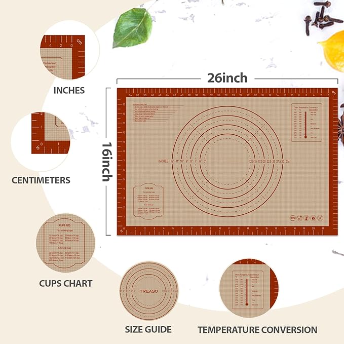 Pastry Mat, 0.7mm Extra Thick 26 x 16 Inches Large Non Stick Silicone Baking Pad - Image 3