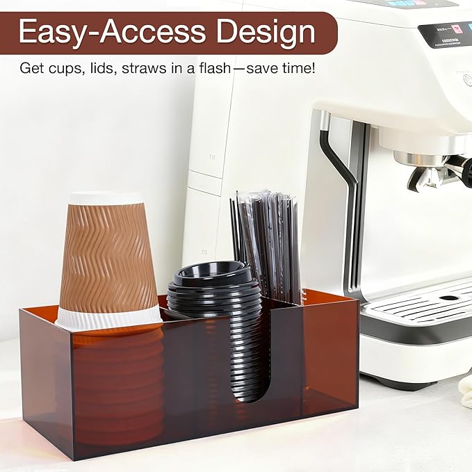Acrylic Coffee Cup Holder for Countertop, 3 Slots Acrylic Coffee Bar - Image 3