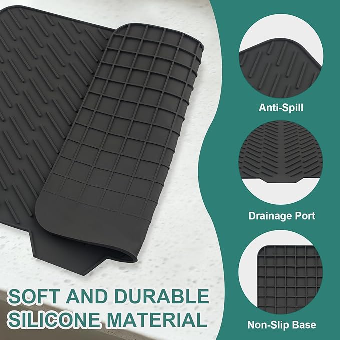 Silicone Dish Drying Mat 23x17, Food-Grade Silicone, Easy Clean Pad - Image 4