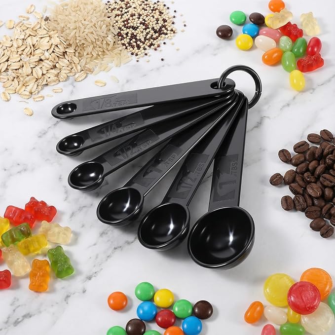 5Pcs Black Measuring Spoons Universal Easy to Read Measuring Cup and Spoon Set - Image 6