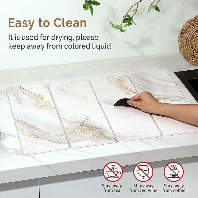 Large Stone Dish Drying Mat for Kitchen Counter, Foldable Water Absorbing - Image 5