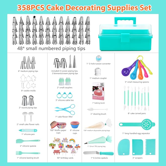 Cake Decorating Supplies Tools Kit: 358 pcs Baking Accessories - Image 2