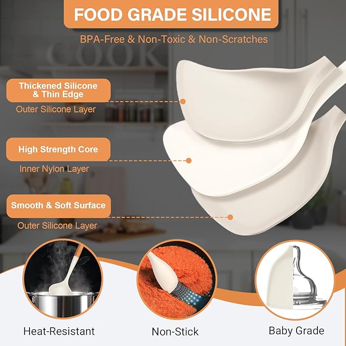 Large Silicone Cooking Utensils Set, Heat Resistant Silicone Utensils - Image 4