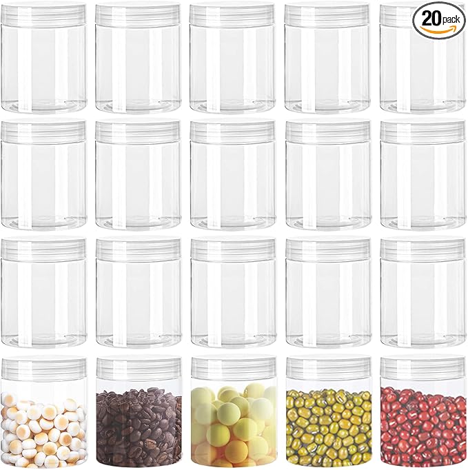 20 Pack 4oz Clear Plastic Jars by Panxxsen