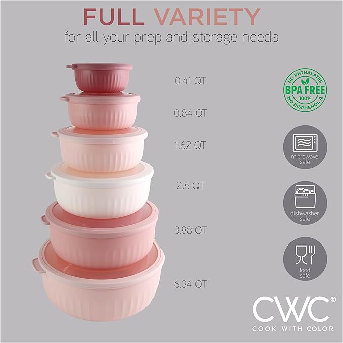 COOK WITH COLOR Prep Bowls with Lids- Wide and Deep Nesting Plastic Small - Image 2