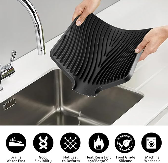 TIKNIK Silicone Dish Drying Mat, Stone Drying Mat - Image 5
