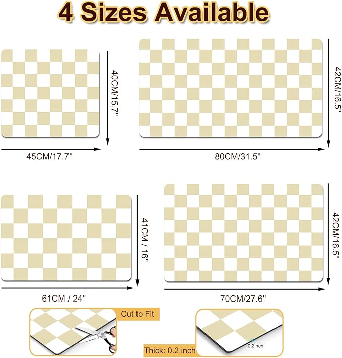 Checkered Dish Drying Mat for Kitchen, Coffee Station Mats - Image 5