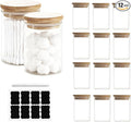 12 Packs Bamboo Qtip Holders, 10 oz Glass Round Storage Containers by Unknown