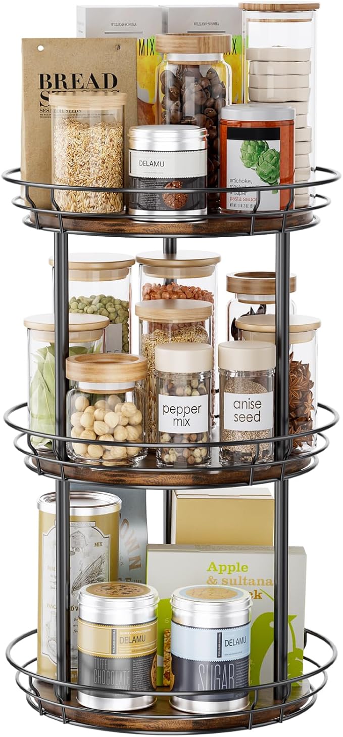 LAMU 10'' Lazy Susan Turntable Organizer, 3 Tier Round Rotating Spice Rack - Image 7
