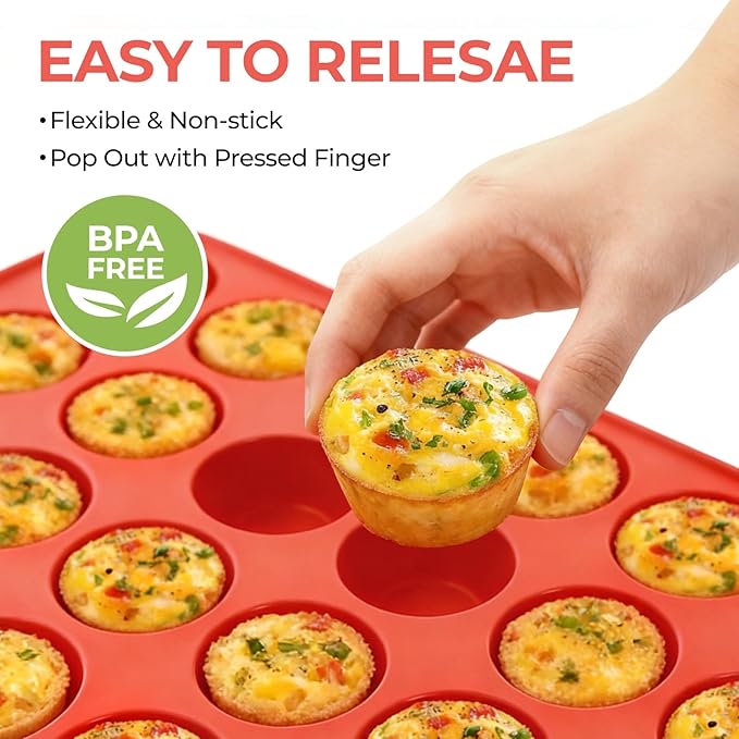 CAKETIME Silicone Muffin Pan Mini 24 Cups Cupcake Pan, Nonstick Food Grade - Image 8