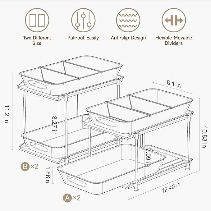 Sevenblue Under Sink Organizer, Bathroom Organizers and Storage, 2 Tier - Image 2