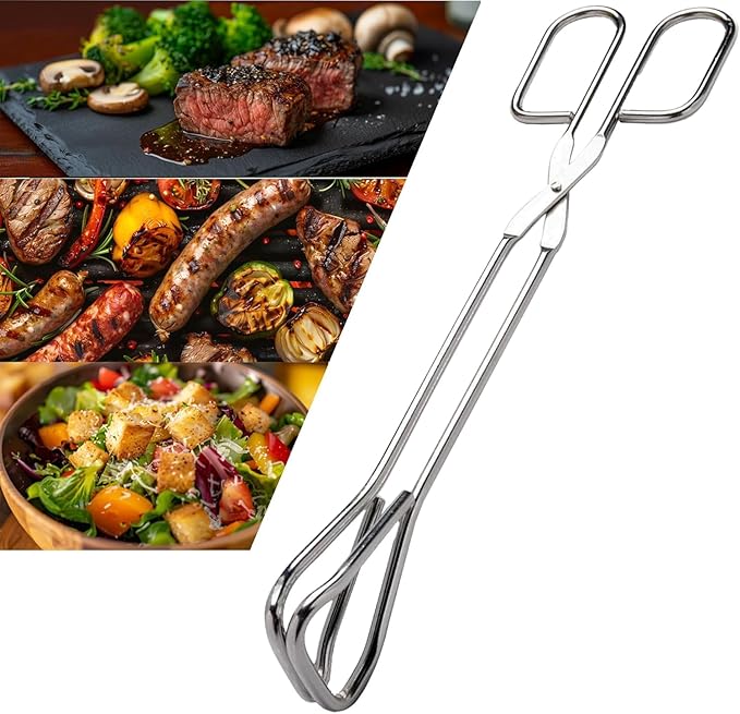 Hiash 11" Heavy Duty Stainless Steel Kitchen Scissor Tongs - Image 7