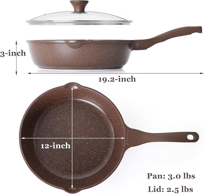SENSARTE Nonstick Deep Frying Pan Skillet, 12-inch Saute Pan - Image 6
