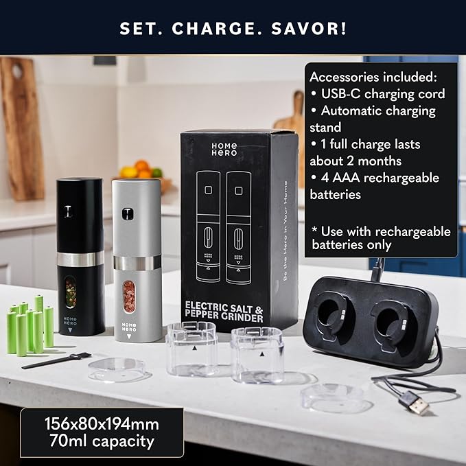 Home Hero Electric Salt and Pepper Grinder Set - Image 7